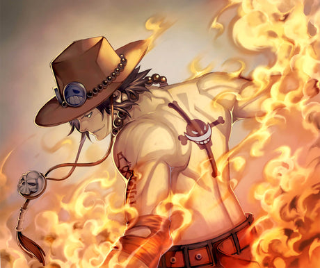 One Piece Ace fire design pattern showing detailed artistic fire effects