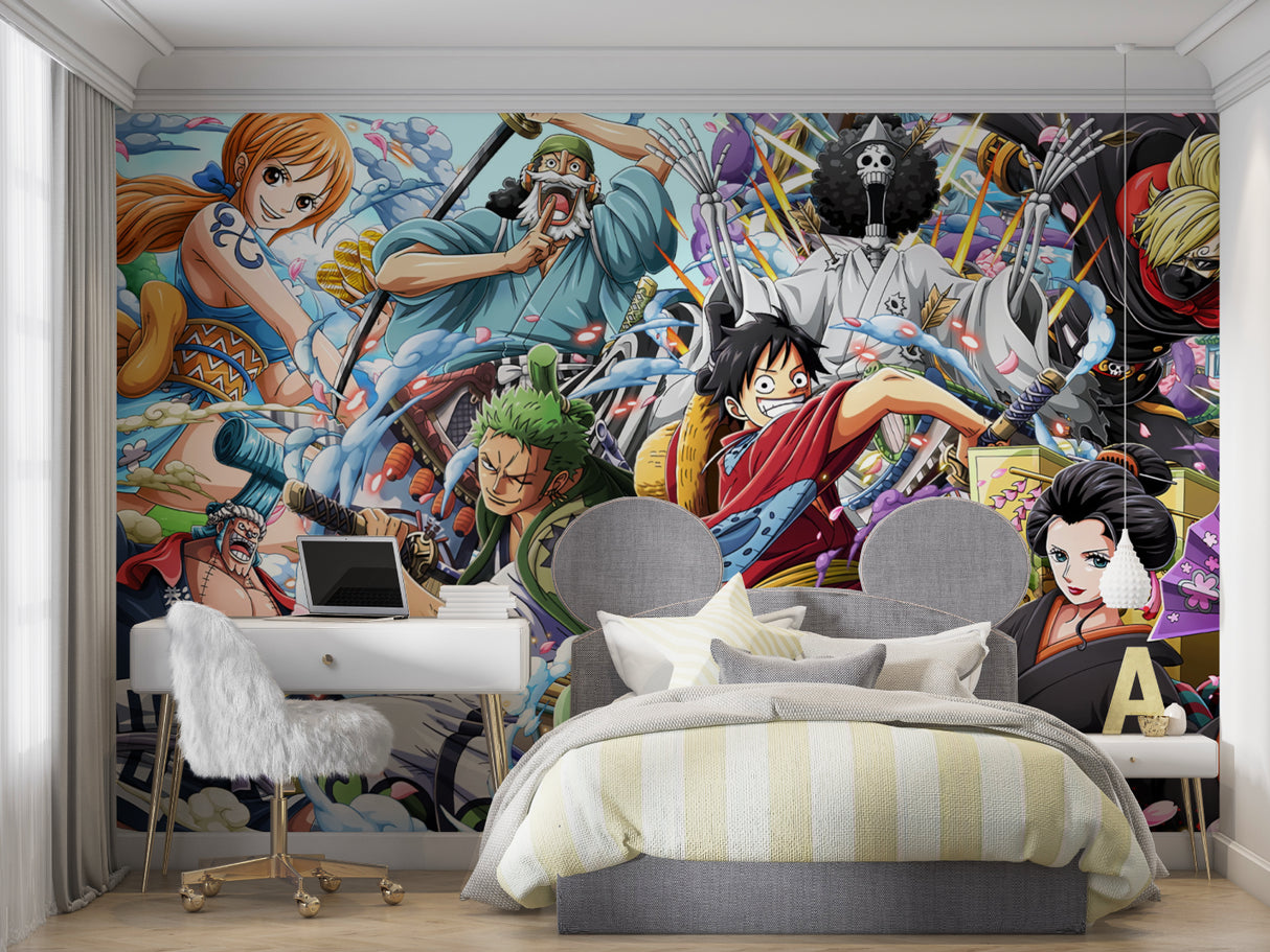 One Piece wall design transforming a family entertainment room with dramatic effect