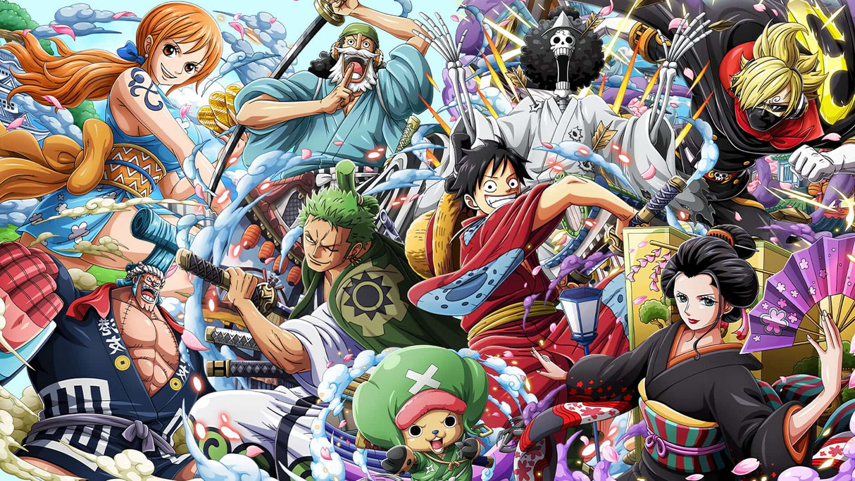 One Piece adventure scene design file showing vibrant colors and detailed character illustrations