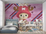 Japanese anime mural showcasing Chopper in a stylish entertainment room setting