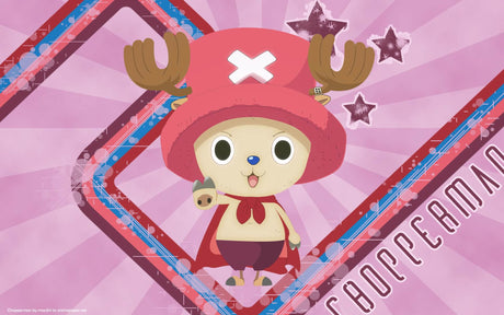 One Piece Chopper design file showing detailed pink sunburst pattern with purple stars