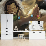 Manga wall mural showcased in a teen bedroom with dramatic lighting effects