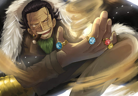 One Piece Crocodile design file showing detailed art and color palette