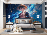 Japanese anime mural in entertainment room showing scale and impact