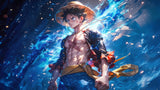 Electric blue anime battle design file showing intricate pattern details and color depth