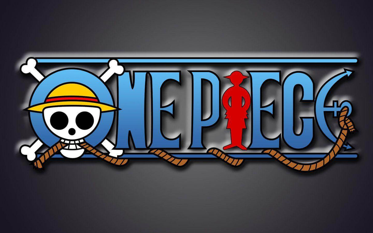 One Piece logo design file showing detailed skull pattern and vibrant colors