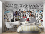 Japanese anime wallpaper making a statement in a fan's collection room