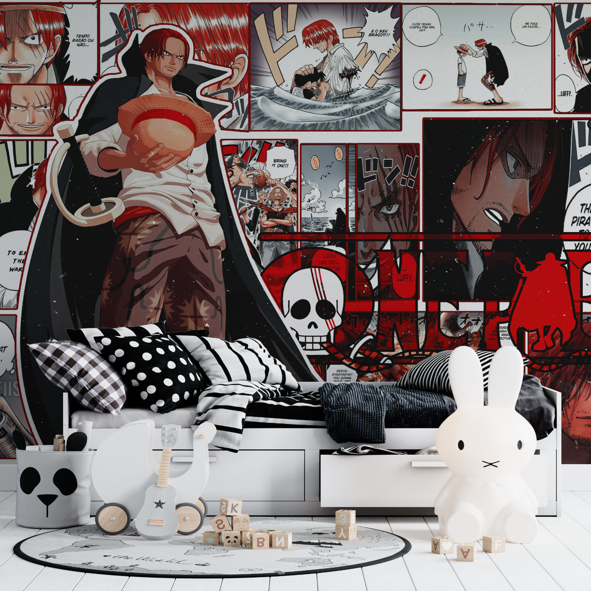 Japanese manga wallpaper creating cool vibes in a study room with comic book style