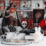 Japanese manga wallpaper creating cool vibes in a study room with comic book style