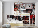 Anime wallpaper adding character to a media room with bold manga graphics