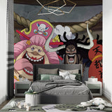 Anime wall mural bringing adventure vibes to teen bedroom with desk setup
