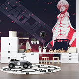 One Piece anime wallpaper bringing energy to a modern gaming room with LED lighting