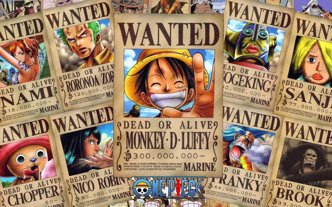 One Piece Wanted Posters design file showing detailed artwork and pattern layout