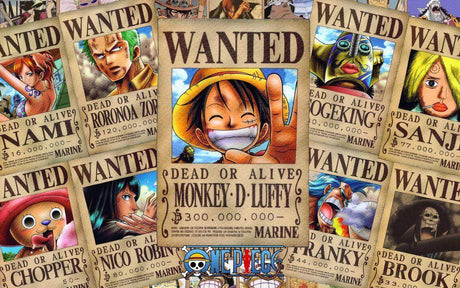 One Piece Wanted Posters design file showing detailed artwork and pattern layout