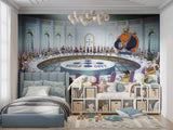 One Piece wallpaper creating impact in a stylish entertainment room