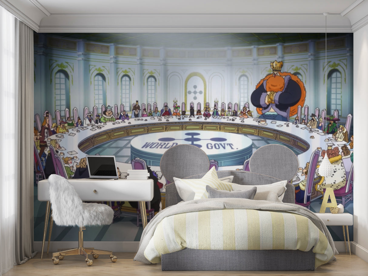 World Government scene mural bringing character to a study space