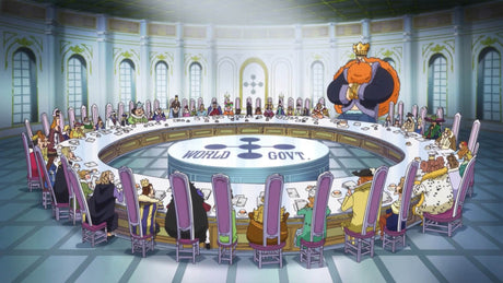 One Piece World Government design file showing intricate manga art details and gold accents