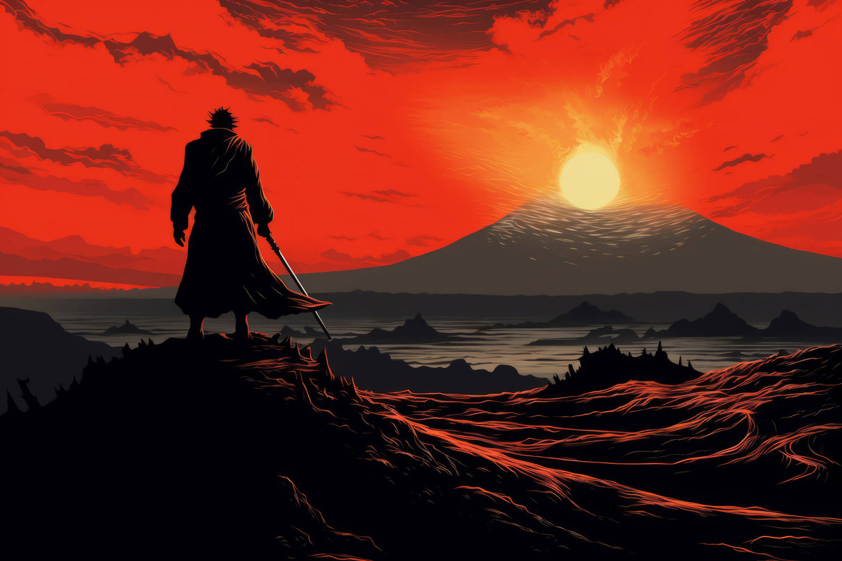 Design file of Samurai Sunset anime wallpaper showing intricate artwork details