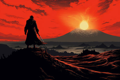 Design file of Samurai Sunset anime wallpaper showing intricate artwork details