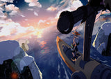 Anime sunset adventure scene design file showing intricate artwork and color palette