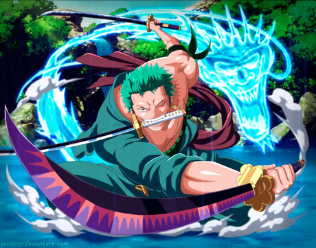 Design file showing detailed anime warrior pattern with vibrant energy effects and precise color palette