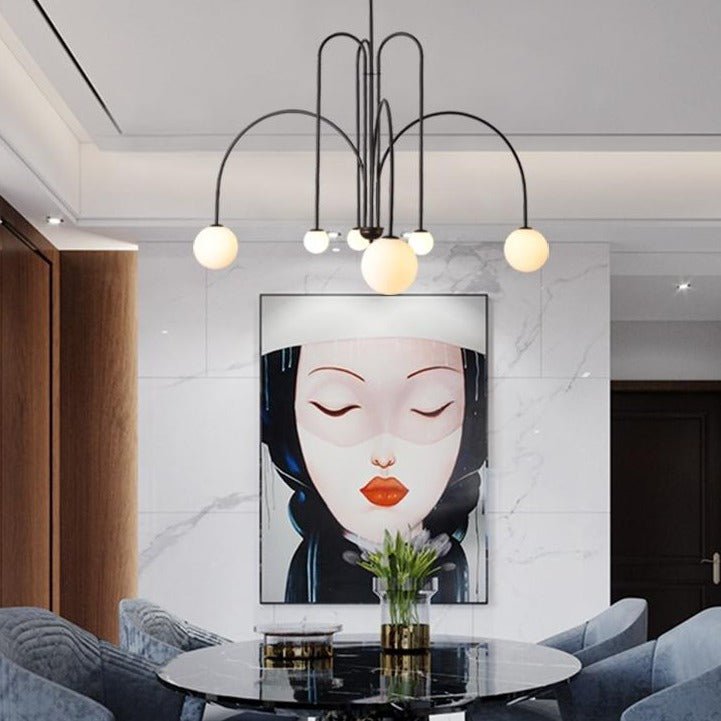 Modern Curved Chandelier  Black Iron Globe Pendant Light - Product detail 6