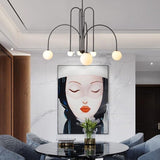 Modern Curved Chandelier  Black Iron Globe Pendant Light - Product detail 6