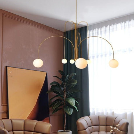 Modern Curved Chandelier  Black Iron Globe Pendant Light - Product detail 4