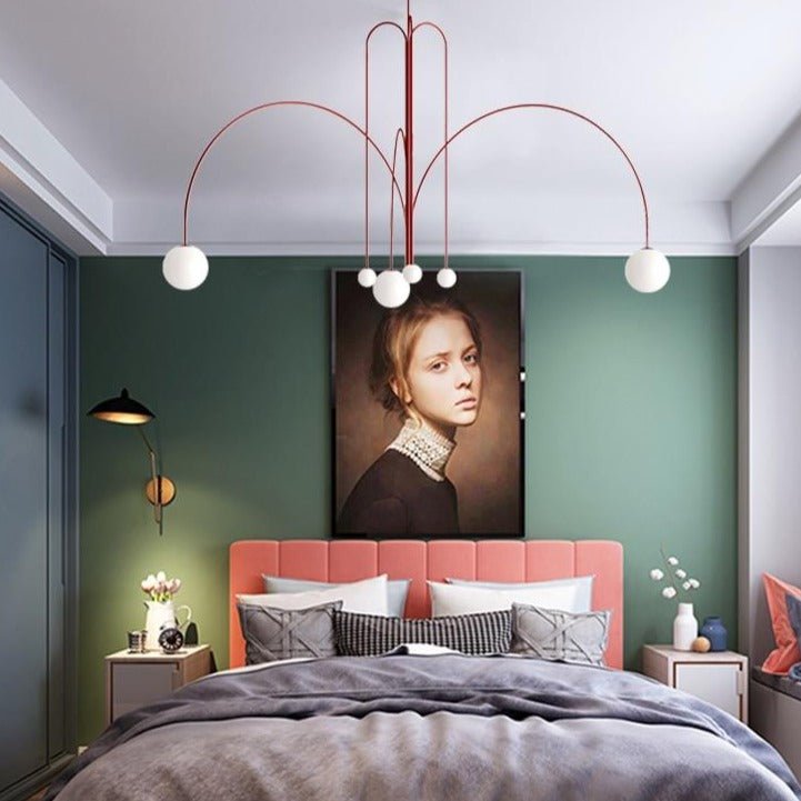Modern Curved Chandelier  Black Iron Globe Pendant Light - Product example
