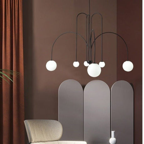 Modern Curved Chandelier  Black Iron Globe Pendant Light - Product detail 8