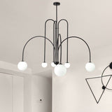 Modern Curved Chandelier  Black Iron Globe Pendant Light - Product detail 5