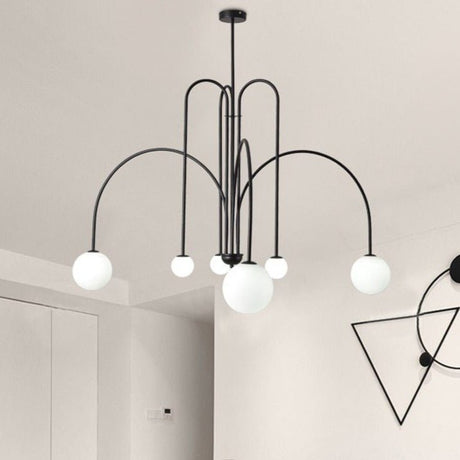 Modern Curved Chandelier  Black Iron Globe Pendant Light - Product detail 5