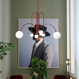 Modern Curved Chandelier  Black Iron Globe Pendant Light - Detailed view