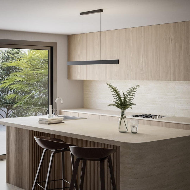 Modern LED Linear Pendant  Minimalist Black Aluminum Bar Light - Product showcase