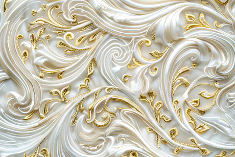Art Deco white and gold swirl pattern design file showing complete mural layout
