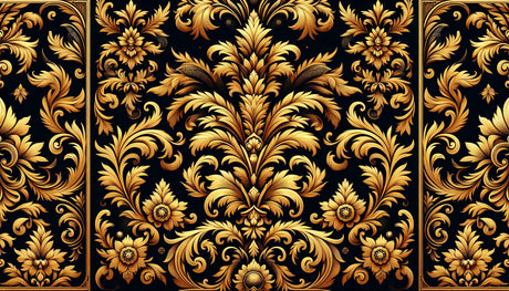 Black and gold damask pattern design file showing intricate baroque details