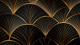 Black and gold art deco fan pattern design file showing intricate geometric details
