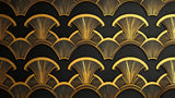Art deco black and gold fan pattern design file showing intricate geometric details