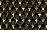 Design file showing detailed gold fan pattern on black background
