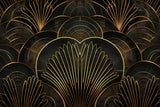 Art deco black and gold geometric fan pattern design file showing intricate details
