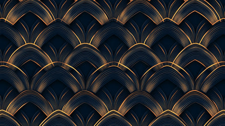 Art deco geometric fan pattern design file showing intricate black and gold details