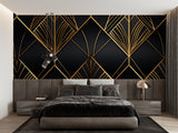 Art deco pattern wallpaper making statement in hotel lobby entrance