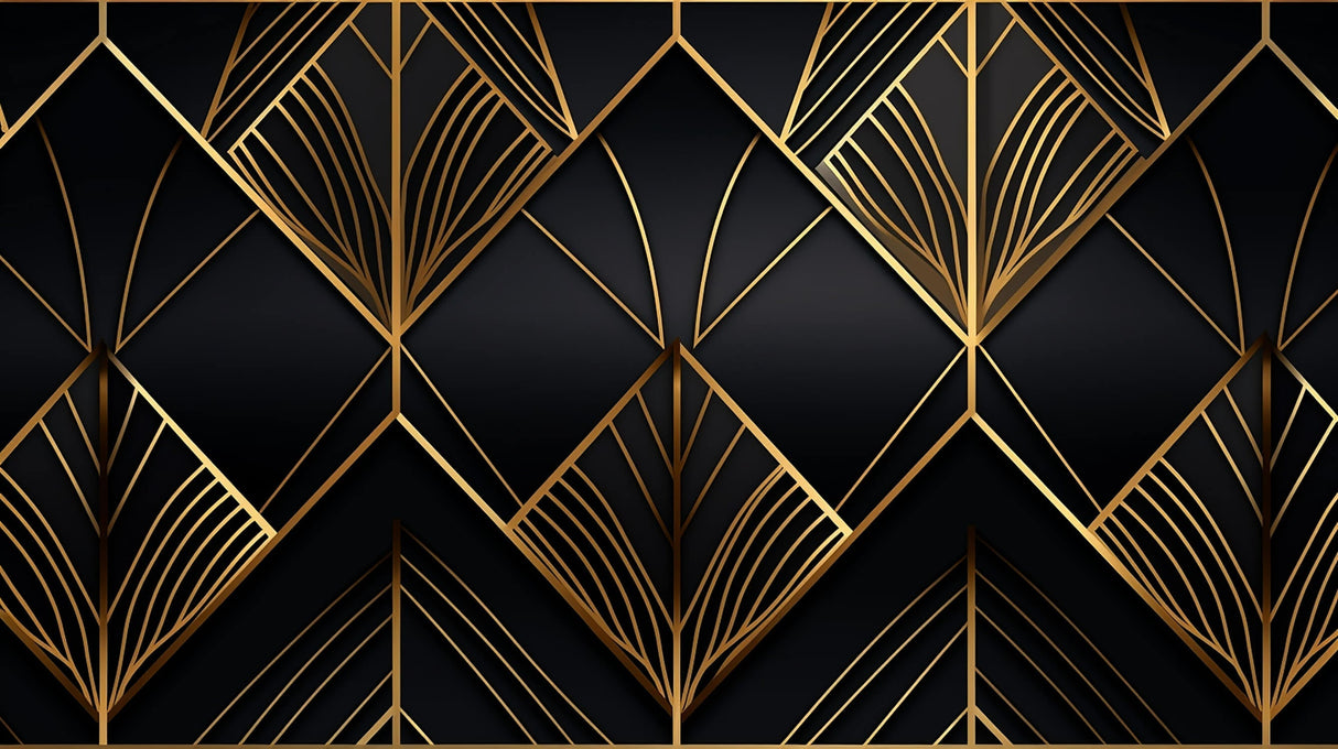 Art deco geometric pattern design file showing intricate black and gold details
