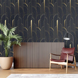 Art Deco pattern in cocktail bar interior with mood lighting