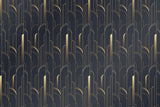 Art Deco geometric pattern design file showing black background with gold architectural details