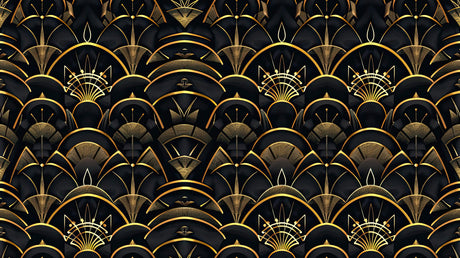Art deco geometric pattern design file showing intricate black and gold details