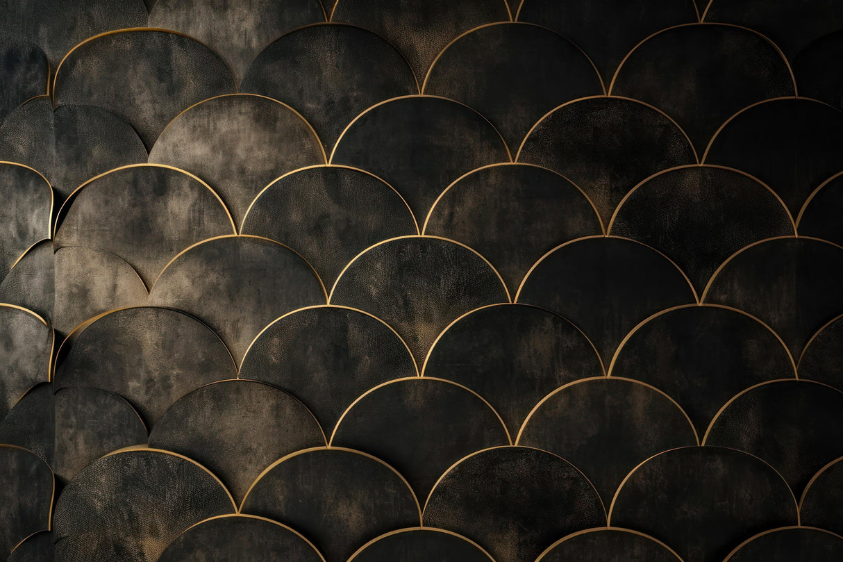 Art deco black and gold scale pattern design file showing intricate details