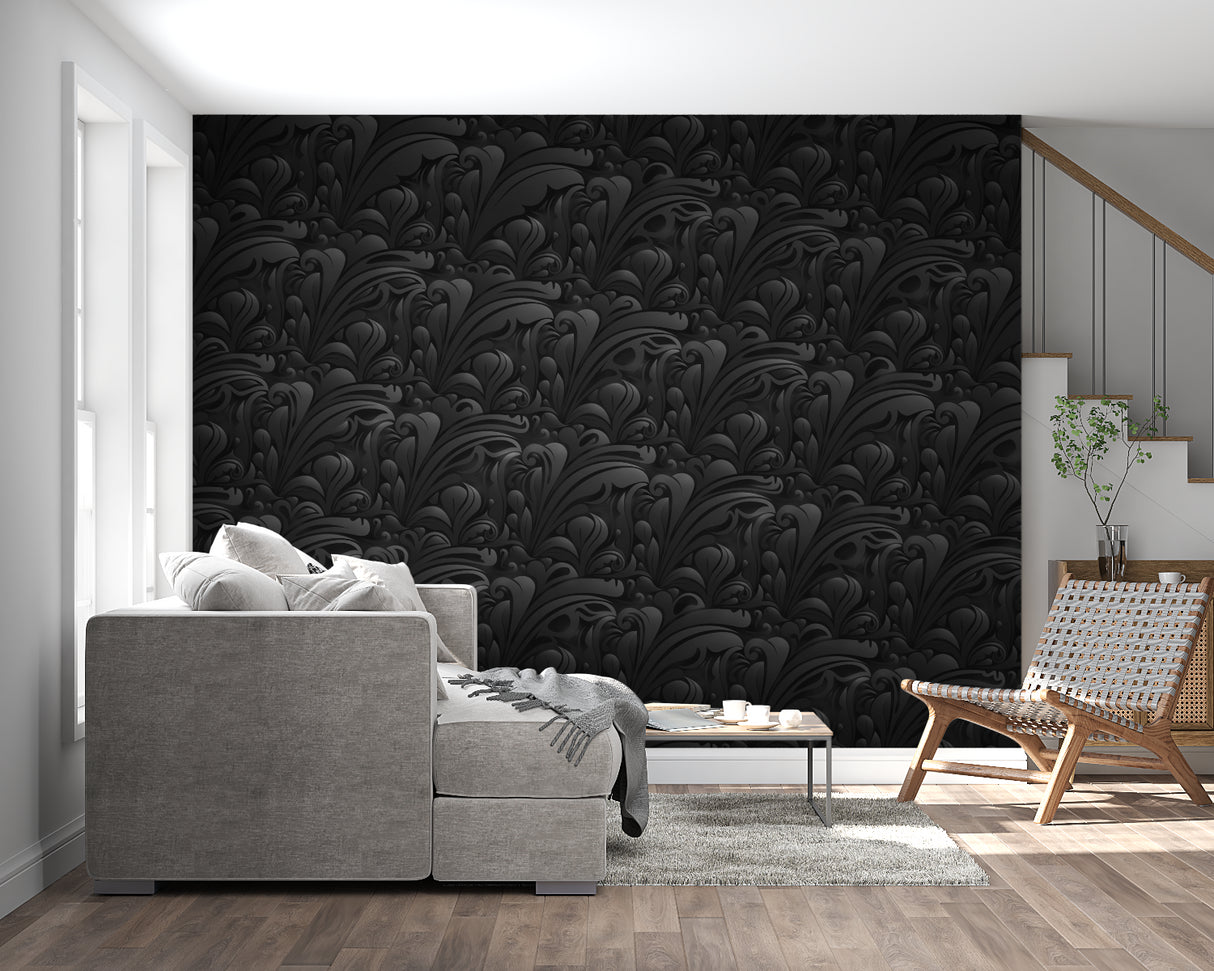 Dark baroque wallpaper making a statement in a boutique hotel bedroom