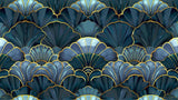 Art deco fan pattern design file showing intricate blue and gold details
