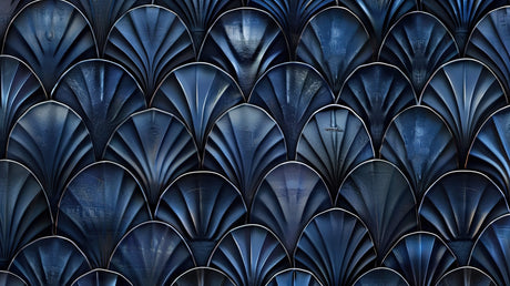 Blue Art Deco fan pattern design file showing intricate geometric details and metallic accents